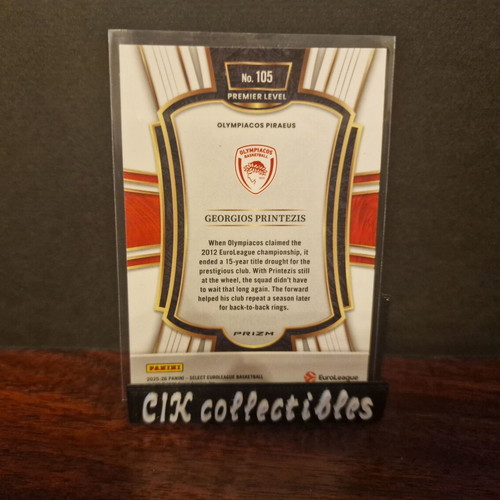 Panini Euroleague Select Olympiacos Printezis Red Cracked Ice card new