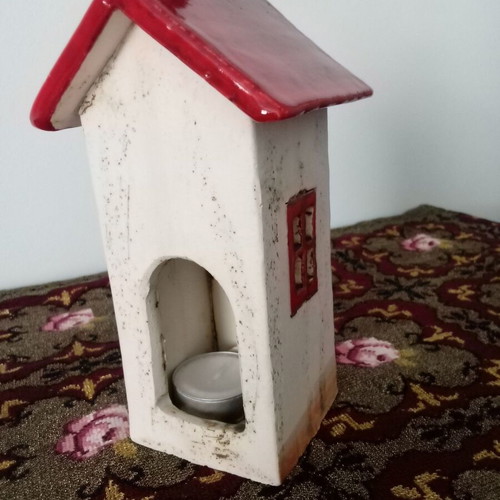 Clay candle house new with tealight holder