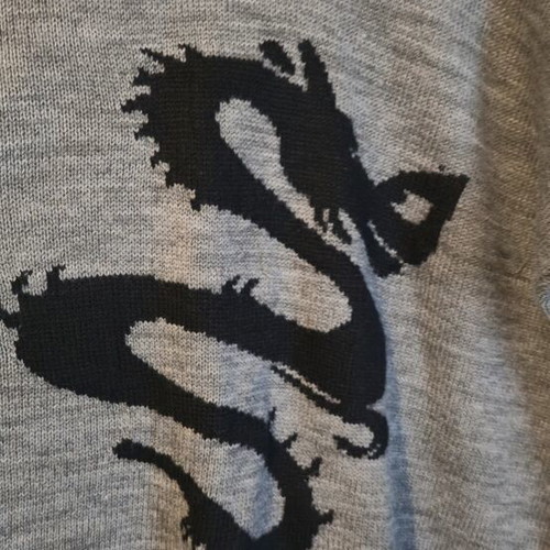 Achilleas Accessories Grey Knit Sweater with Dragon Design like new
