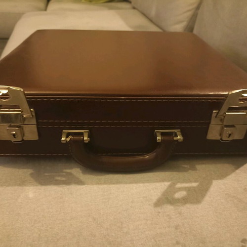 Authentic leather suitcase with luxury XL photo album 40 pages like new