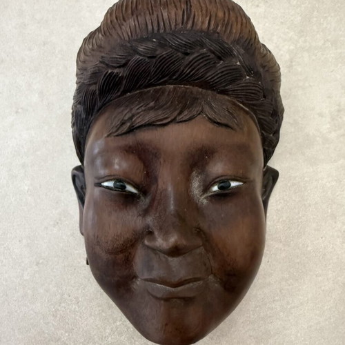 Asian vintage wooden carved mask used