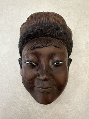 Asian vintage wooden carved mask used