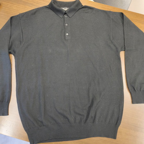 Brian Scott knitted polo sweater medium black like new