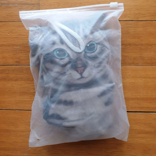 Cosmetic pouch bag cat velvet new, beige and brown