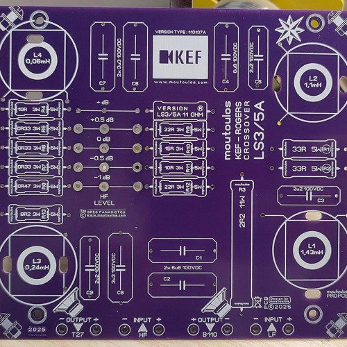 Crossover 11ohm BBC-Rogers-KEF LS3-5A PCB new