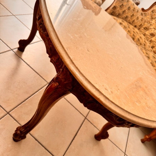 Living room furniture set used with carved wood and marble