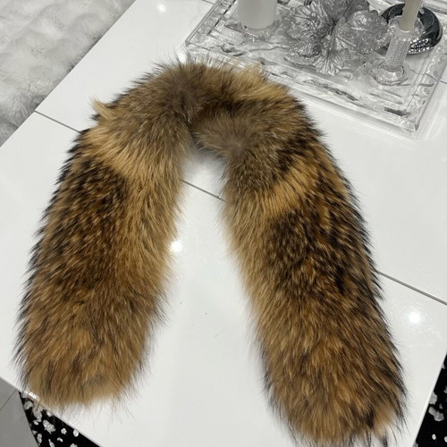 Fur women's raccoon collar new, brown, length 120 cm
