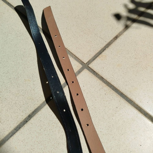 Set of 2 women's thin belts black and blue like new
