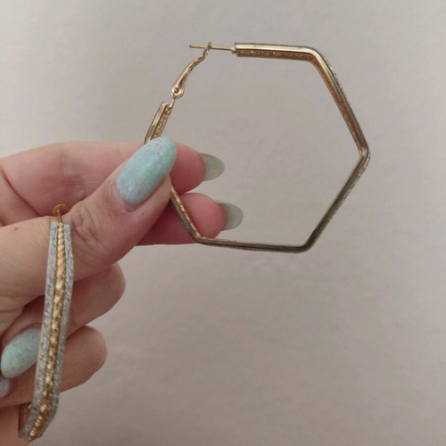 Hoop earrings gold with silver glitter new