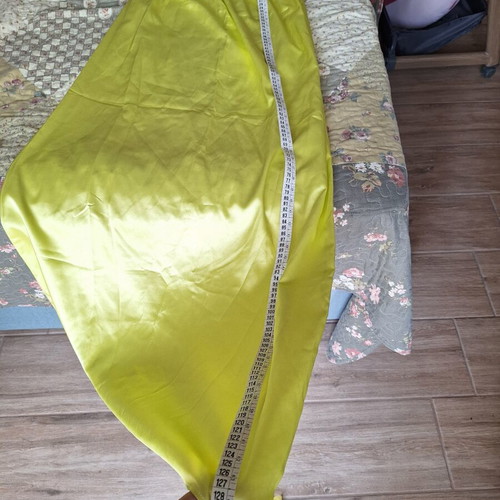 C-Throu satin strapless dress yellow lime like new, sizes S-M