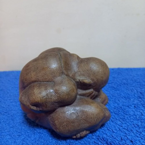 Wooden crying Buddha sculpture used, handmade
