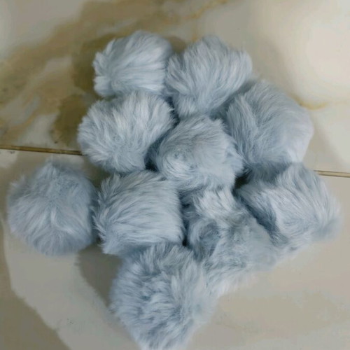 Acrylic pom poms blue set of 9, 5cm with elastic loop