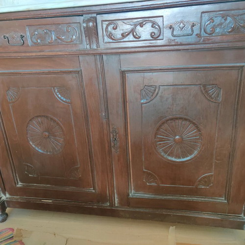 Cycladic furniture used, solid wood with carved details, two pieces