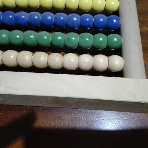 Wooden abacus used, old and sturdy construction