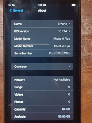 Iphone 8 Plus 64GB like new, 81% battery, black