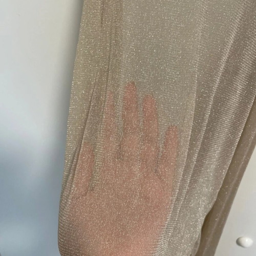 Bolero transparent with gold glitter like new, beige and gold