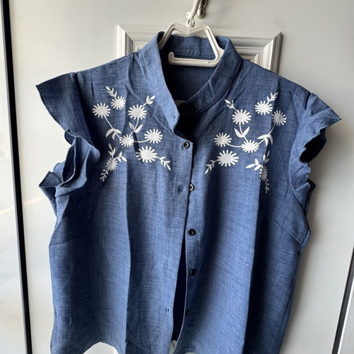 Women's Thin Denim Shirt new, blue, size XXL
