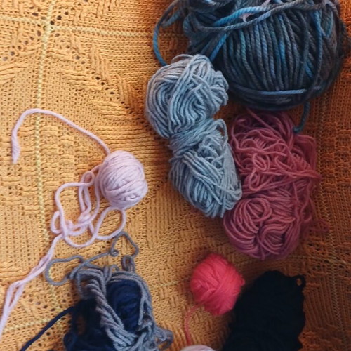 Knitting yarn balls used, assorted colors