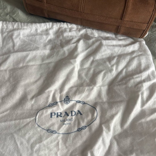 Prada suede shoulder bag brown like new with protective case