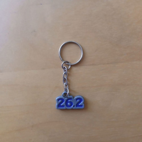 Edinburgh Marathon Festival keychain used, silver and blue