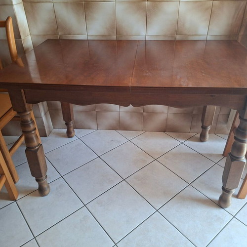 Wooden kitchen dining table and 4 chairs, extendable