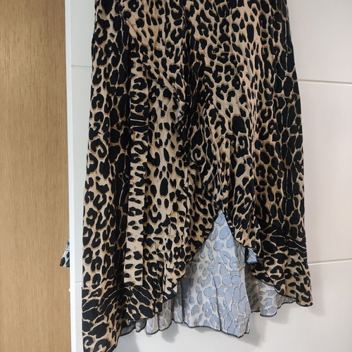 Leopard wrap skirt like new, black and beige