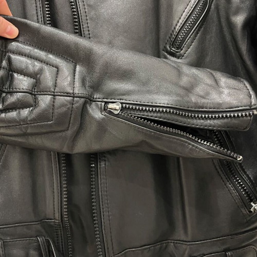Motorcycle jacket made of calf leather used, size S, black