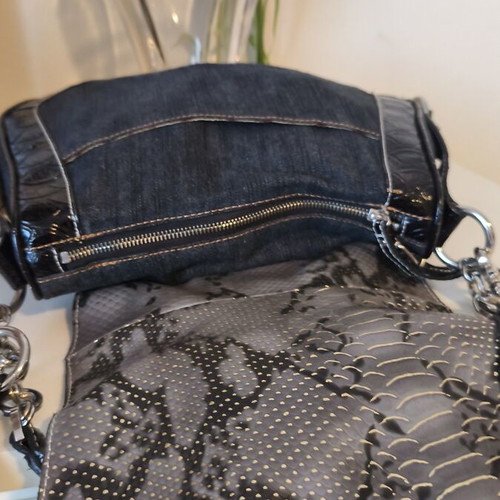 Guess shoulder and crossbody bag used, black and blue denim