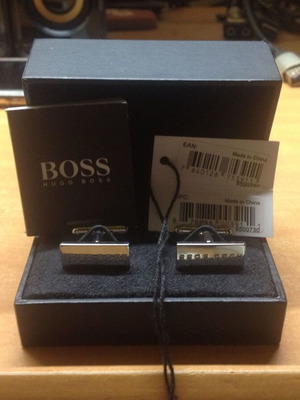 Hugo Boss Silver Cufflinks new with box and documents
