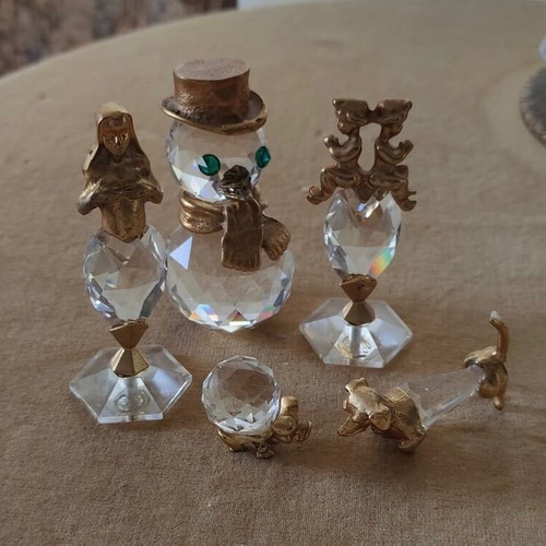 Small Swarovski collection with gold-plated decoration 5 pieces used