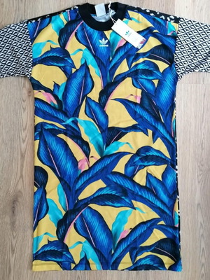 Adidas x The Farm Company Rio Palm Leaf Tshirt Dress new, size XS
