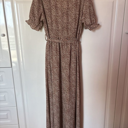 Shein leopard print maxi dress used, beige and brown, size L