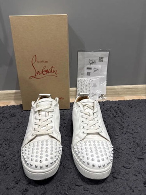 Christian Louboutin Louis Junior Spikes sneakers used, size 42, white