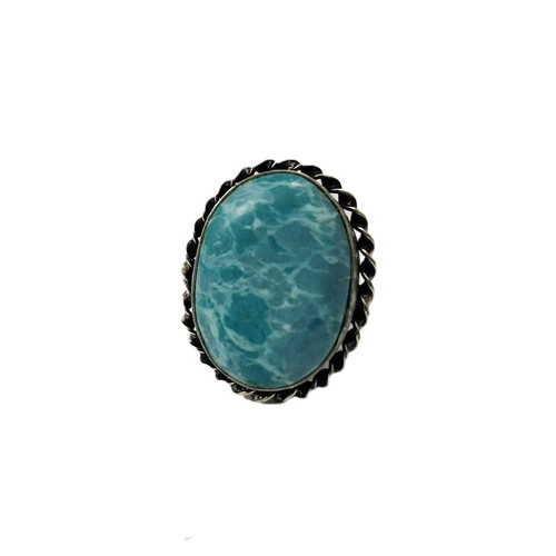 Vintage ring with natural larimar stone like new, silver blue
