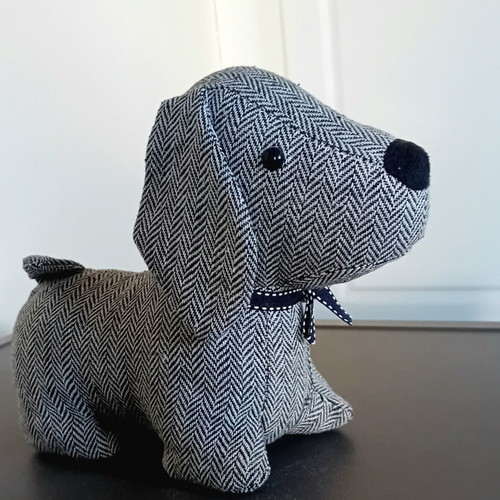 Door Stop Fabric Dog Design, Like New, Velvet Composition