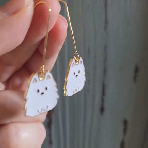 Earrings with Dog Design new, gold-colored steel