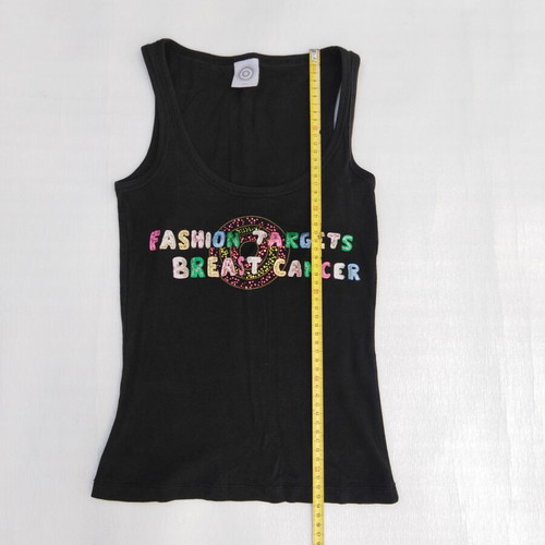 Black Y2K tirante top like new with colorful Fashion Targets Breast Cancer design