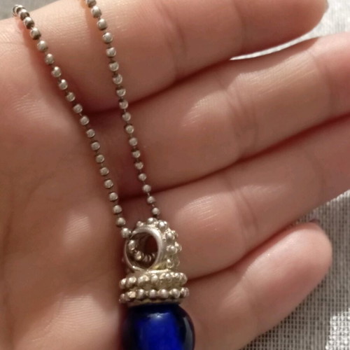 Silver necklace 915 with blue Murano pendant like new