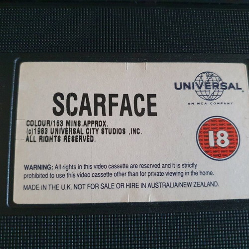 Scarface VHS tape used, English version
