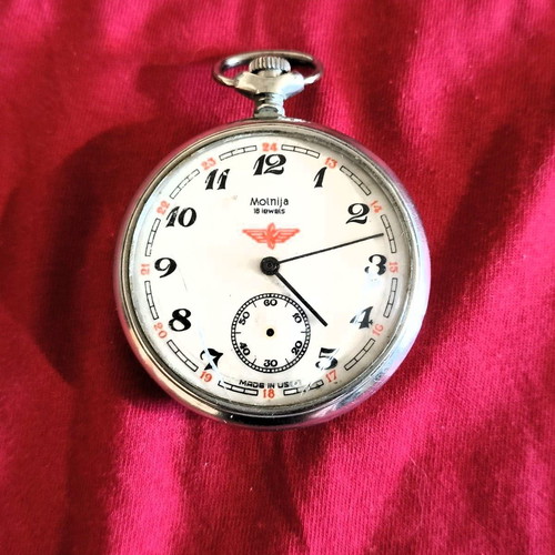 Molnija pocket watch used, Soviet mechanical silver