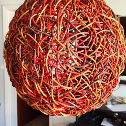 Bamboo ball lamp E27 like new with rattan weave, 45cm diameter
