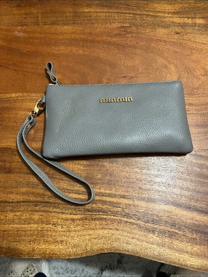 Gray leather pouch new