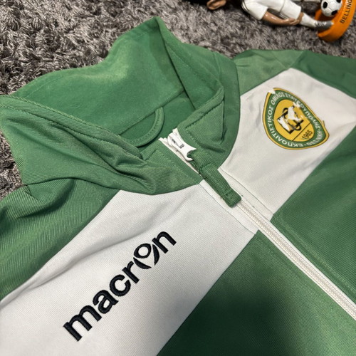 Macron green and white volleyball jacket, size M