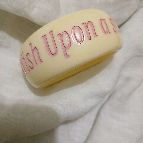 Wide bracelet with Wish upon a star message like new, beige and pink