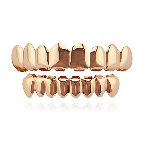 Hip Hop Grillz 8 Set Rose Stainless Steel New
