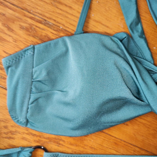 H&M Bikini Set Petrol / Emerald with Strapless Top & Slip with Rings (Size S / 36)