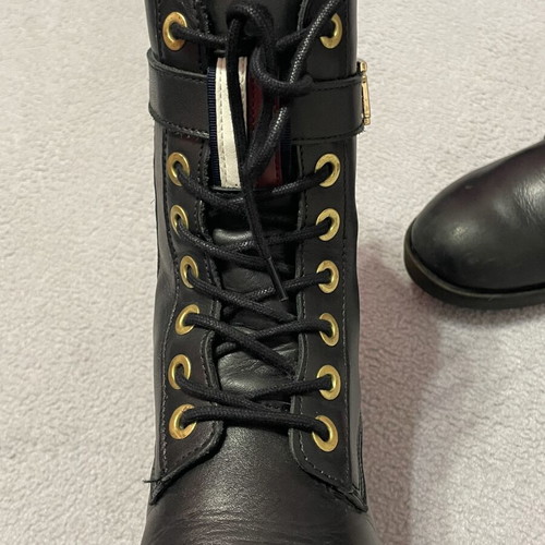 Tommy Hilfiger biker boots with gold details, size 38, black