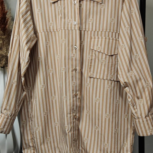 Arpyes vintage shirt beige camel with white stripes size S/M like new