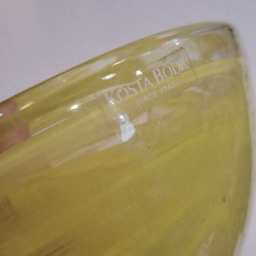 Yellow Glass Tealight Holder by Anna Ehrner for Kosta Boda, 1990s used