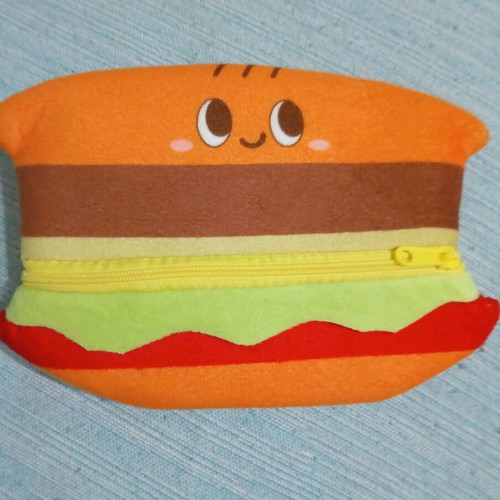 Miniso burger-shaped pencil case like new, soft material